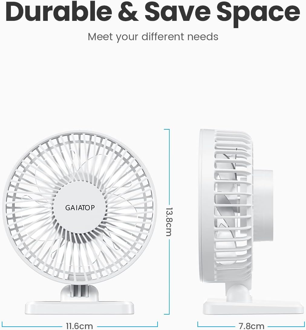 Gaiatop USB Desk Fan, Personal Portable Quiet Small Table Desktop fan - Image 6