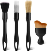 JsqFogey 4PCS Car Detailing Brush Kit front view showing four distinct sizes with black handles.
