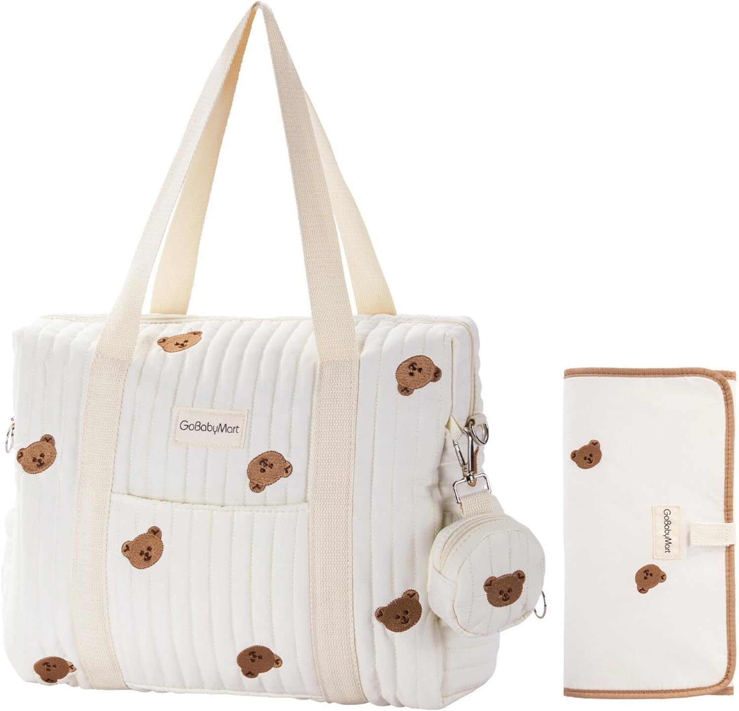Gobabymart 3-piece diaper bag tote set front view for maternity travel