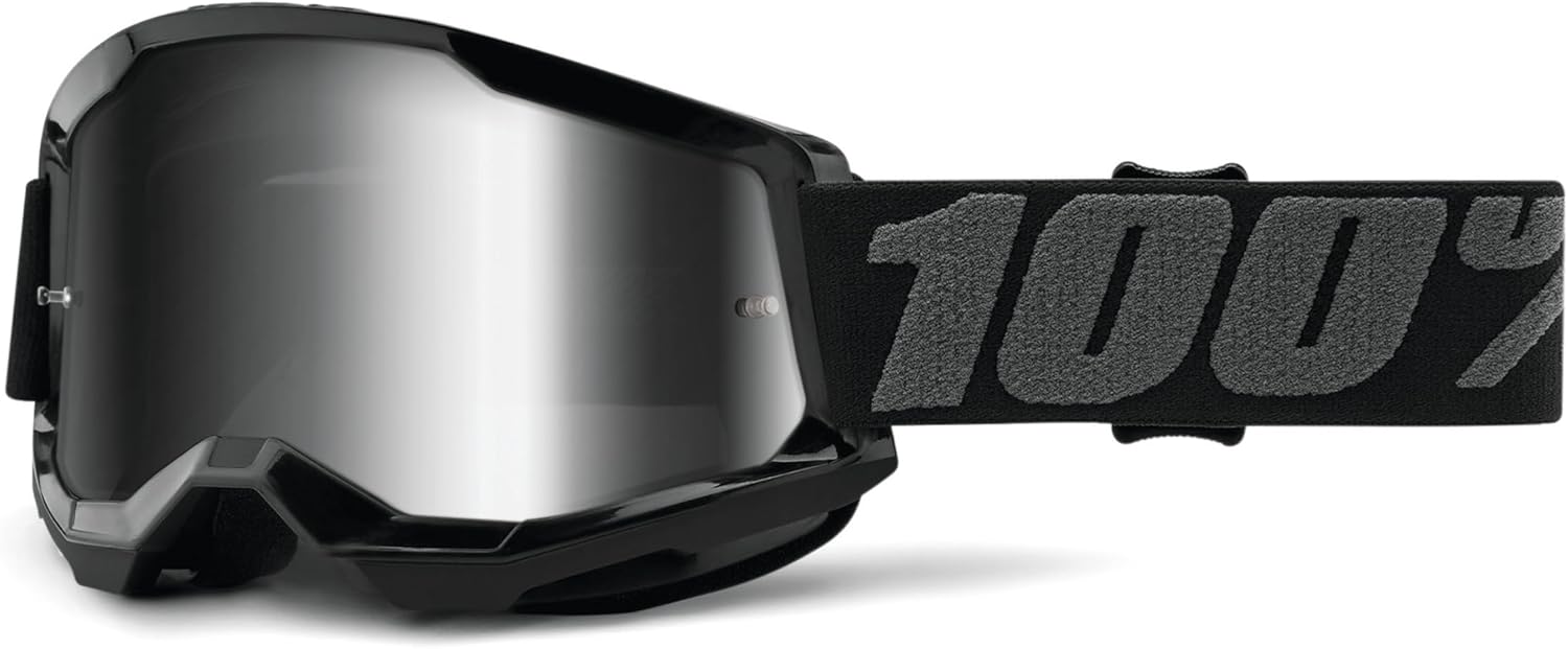 100% Strata 2 goggles front view with silver mirror lens