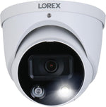 Lorex outdoor metal dome security camera front view showcasing durable weather-resistant casing.