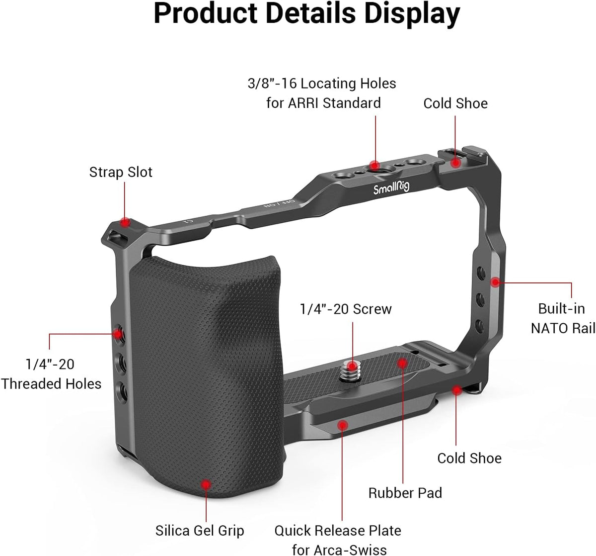 SmallRig camera cage Arca-Swiss quick release plate bottom view