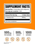 BulkSupplements L-Histidine amino acid powder supplement packaging