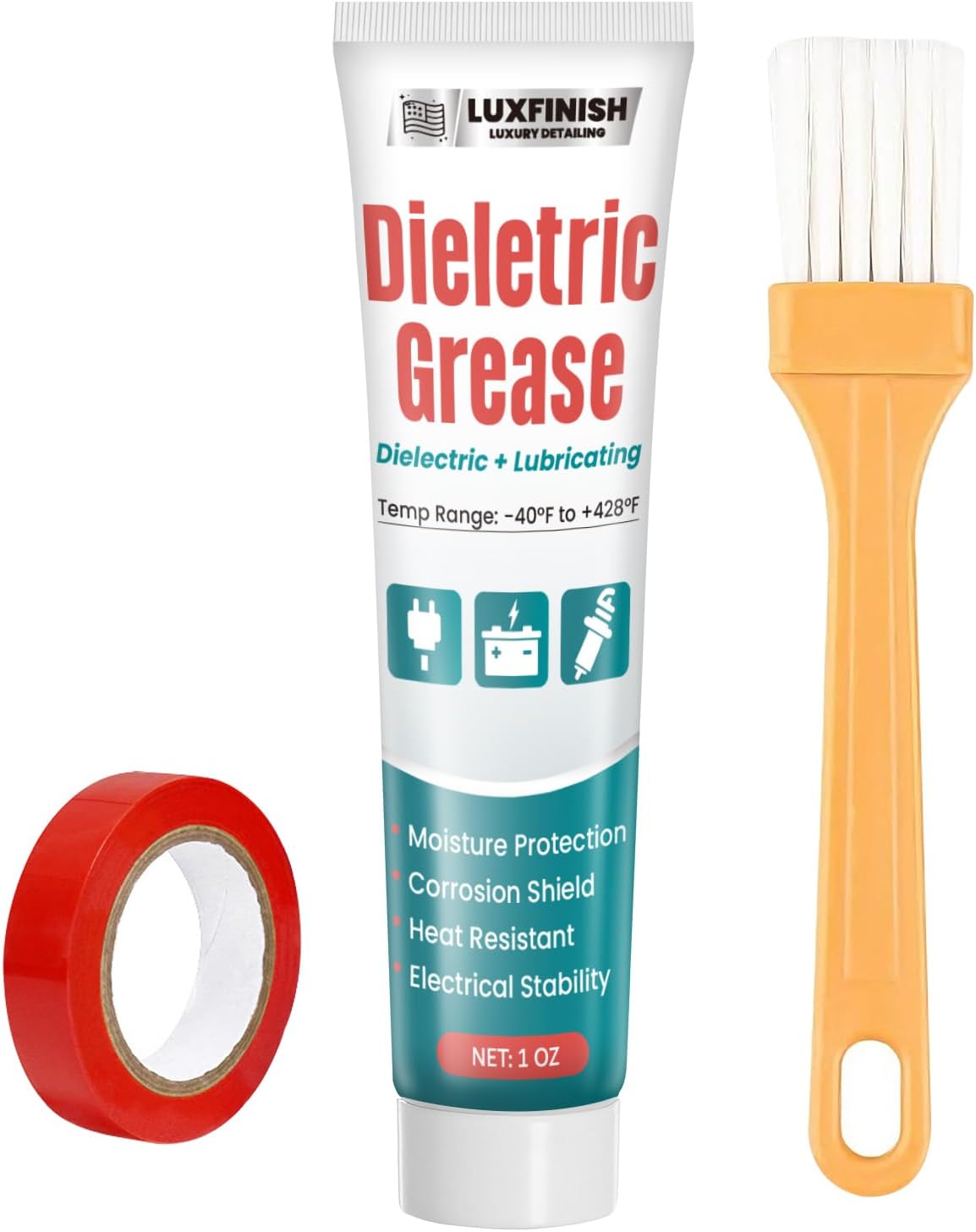 LUXFINISH Dielectric Grease Kit front view showing the one ounce tube for automotive insulation.