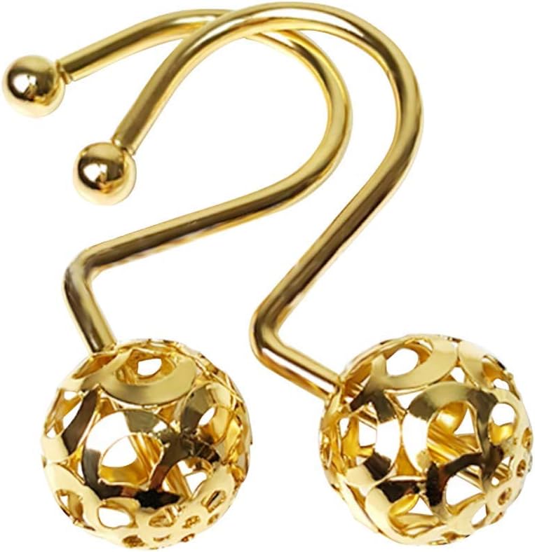 Chictie gold hollow ball shower curtain hooks set of 12 front view