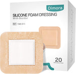 Dimora silicone foam dressing with border front view box packaging for wound care