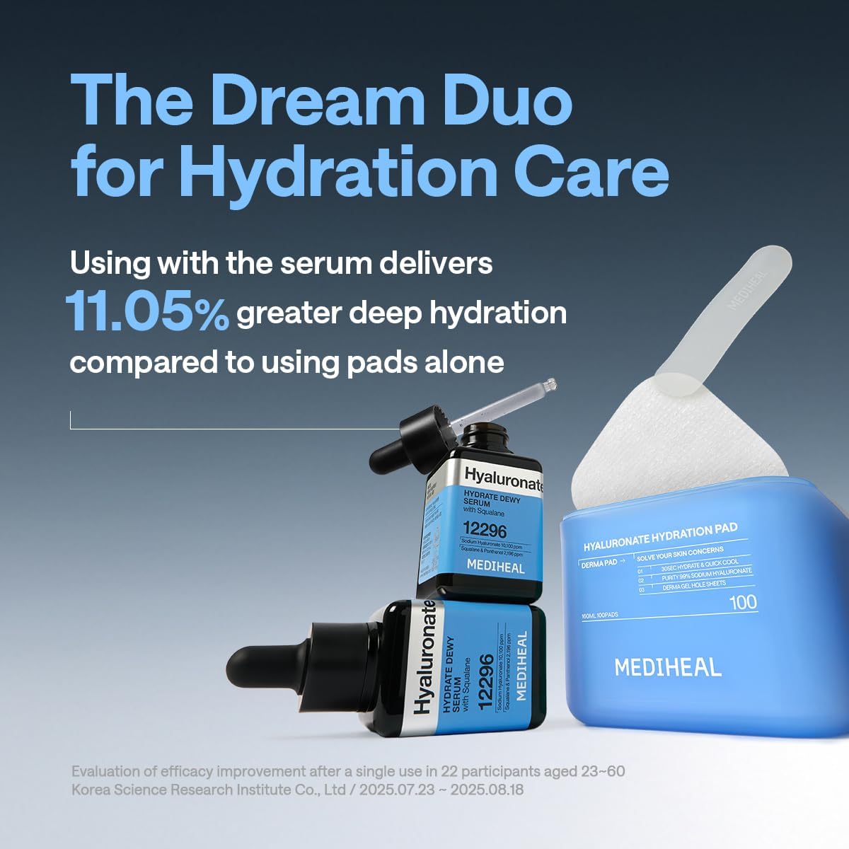 Mediheal moisturizing facial toner pads application on skin.