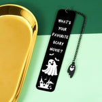 Raddimelo book lover bookmark showcasing the attached hanging chain and ghost charm