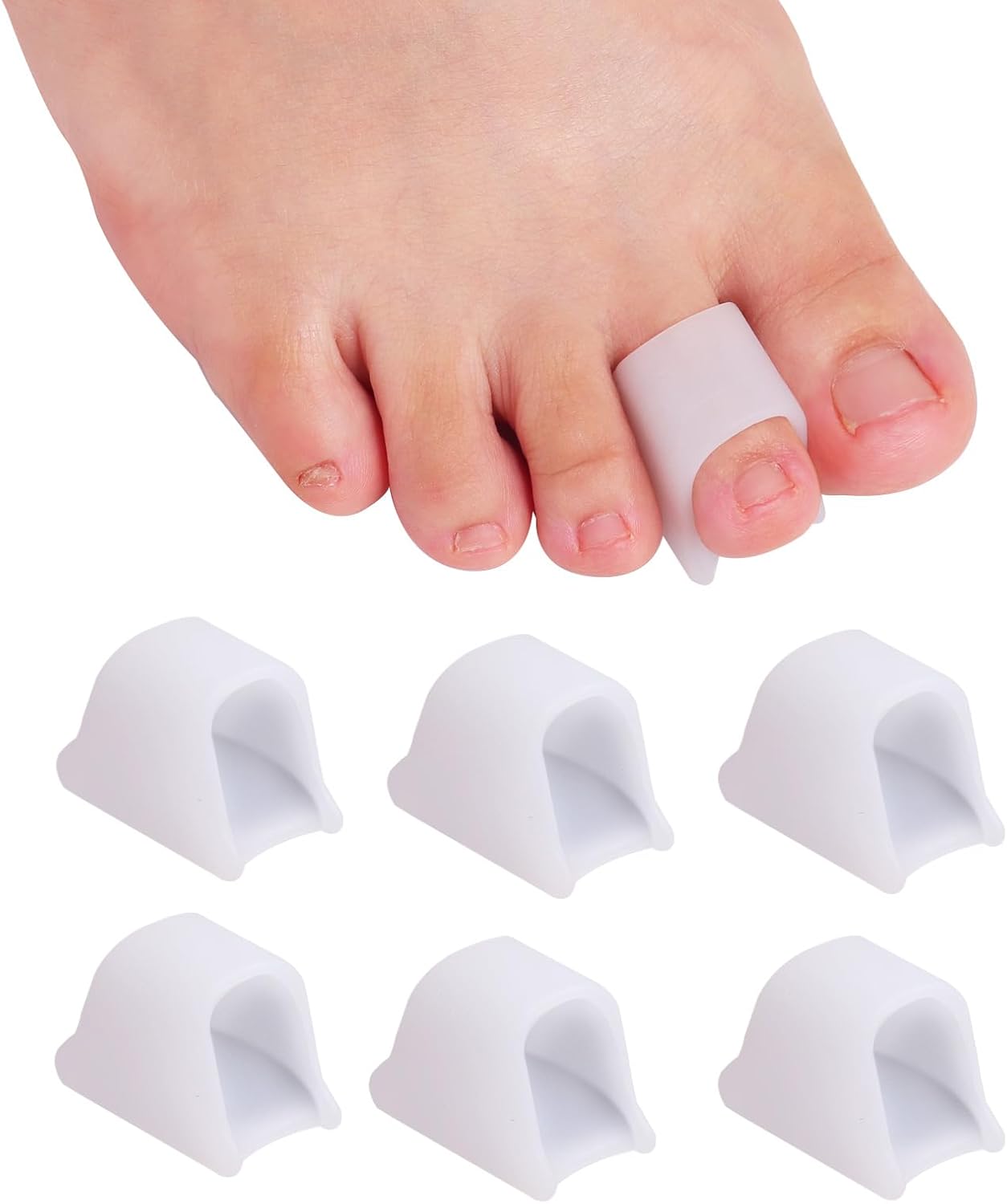 Nolimvita Hammer Toe Straightener Corrector - Toe Spacers Toe Separators for Bunion, Curled Toes, Hammertoes, Toe Corrector Toe Splint for Men and Women,6 Pack (Medium Size) - Image 1