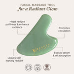 Natural green aventurine jade stone gua sha tool held in hand