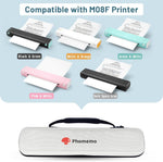 Phomemo M08F printer travel case showing 360-degree zipper