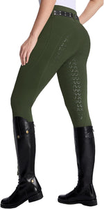 Model wearing DMVOD horse riding pants in active stance