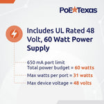 PoE Texas 8-port injector connected with Ethernet cables