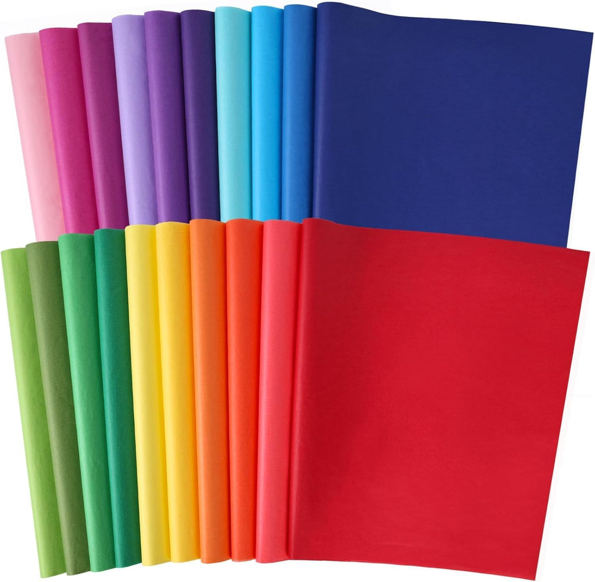 3 Otters 120 Sheets Gift Tissue Paper front view showcasing 20 assorted vibrant colors for festive wrapping.