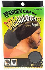 King.J regular size unisex spandex cap for dreadlocks front view black hair accessory