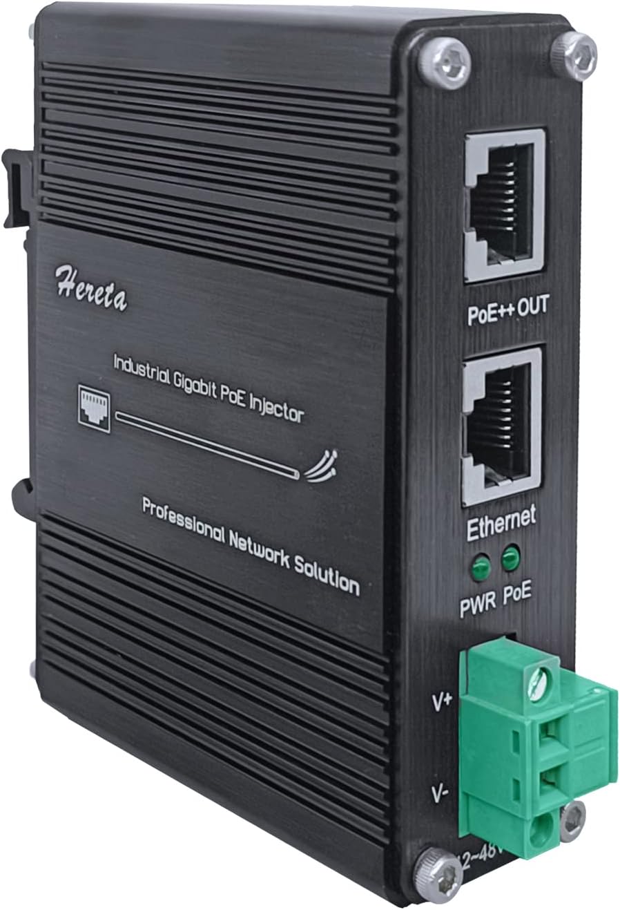 Hereta industrial Gigabit PoE injector front view