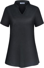 Vldnery Womens Golf Shirt Moisture Wicking V Neck Athletic Loose Yoga Workout Polo Shirt - Image 12