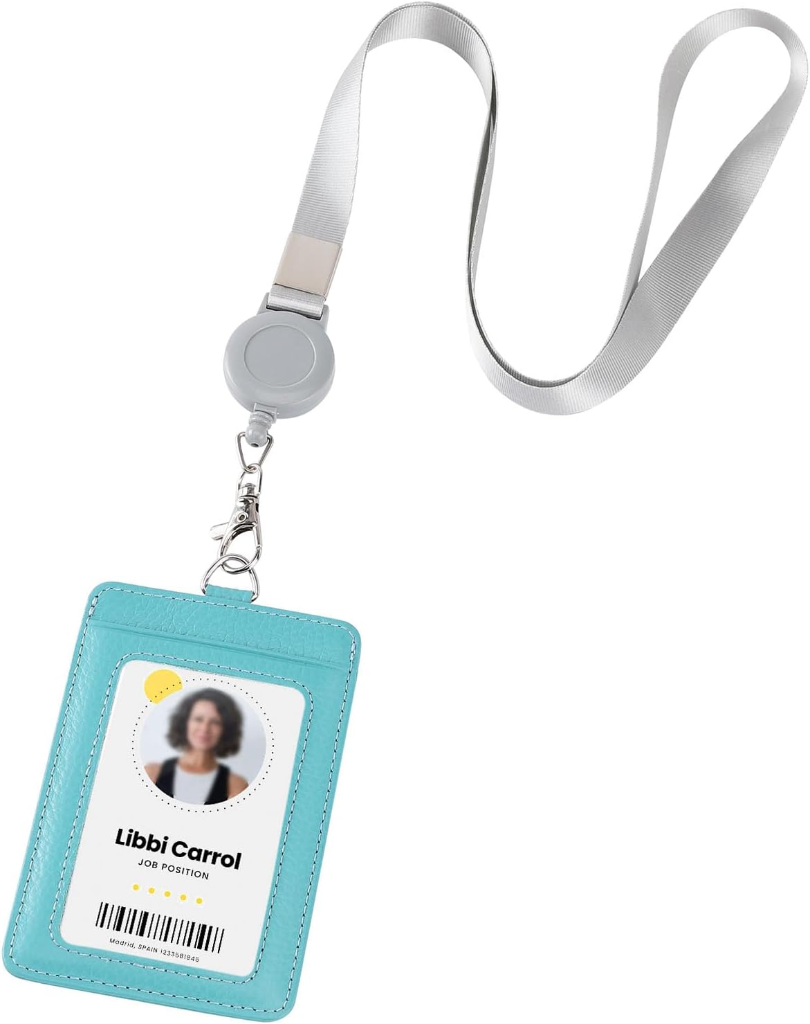 Genuine Leather id Badge Holder with Lanyard,Soft,ID Card Holder,Up to 20 Colors and Grains to Choose,frommultiple Card Slots,Vertical Work Name Badge case (187) - Image 13