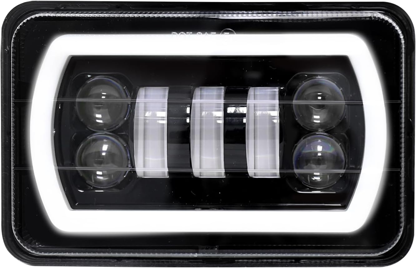 Braveway 4x6 LED headlight front view with halo