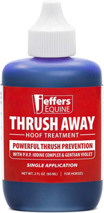 Authentic imported USA livestock hoof hygiene liquid bottle in a stable environment.