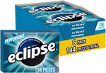 Eclipse winterfrost sugar free chewing gum tray being opened for sharing