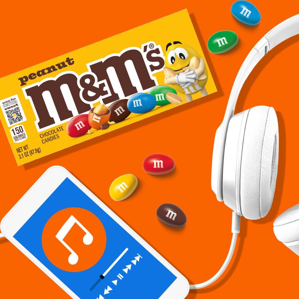 Side profile of the 3.1-Ounce M&M'S Peanut Chocolate Candy cinema pack demonstrating box thickness.