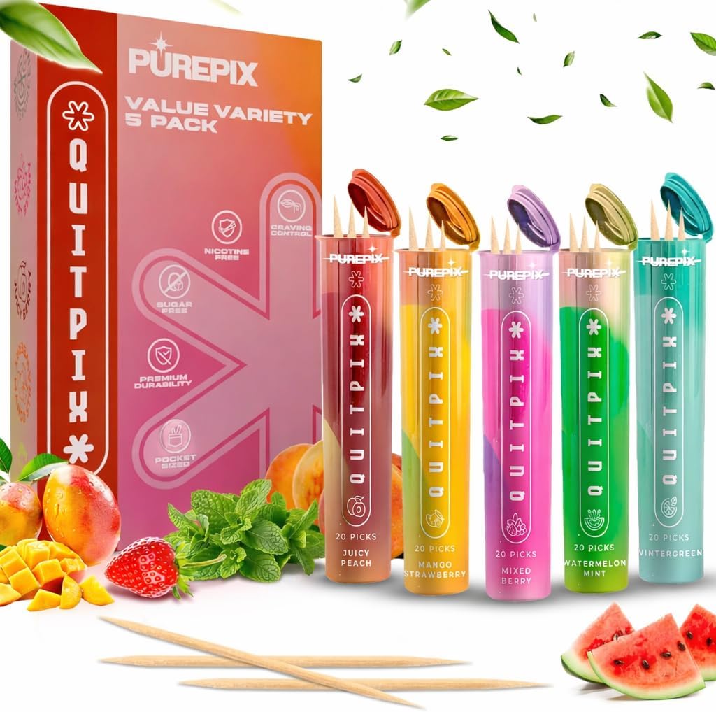 PurePix QuitPix flavored toothpicks variety pack front view for smoking cessation support