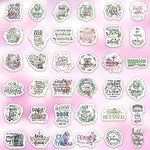 Detailed view of calligraphy and floral Bible verse designs