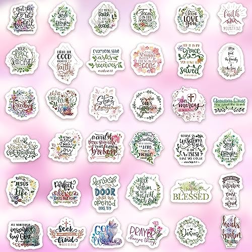 Detailed view of calligraphy and floral Bible verse designs