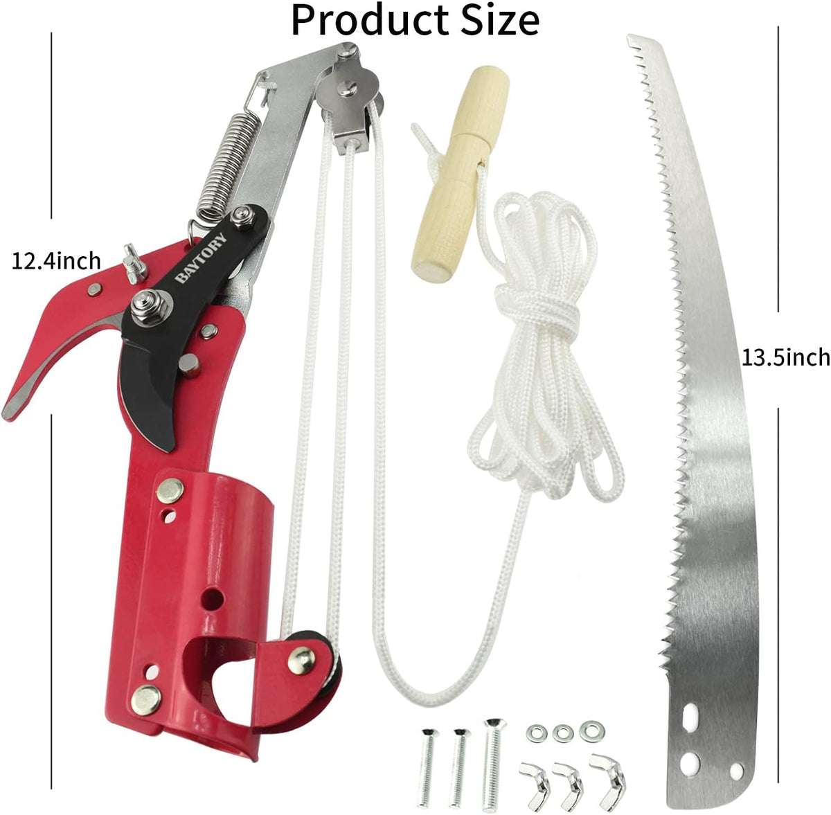 Baytory extendable branch cutter pulley mechanism