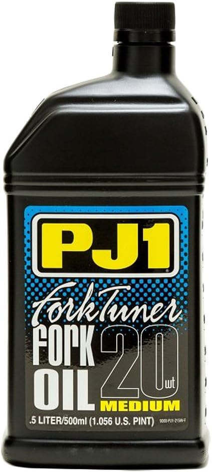 PJ1 2-20W 20W Fork Tuner Oil 0.5 Liter bottle front view authentic USA imported motorcycle suspension fluid.