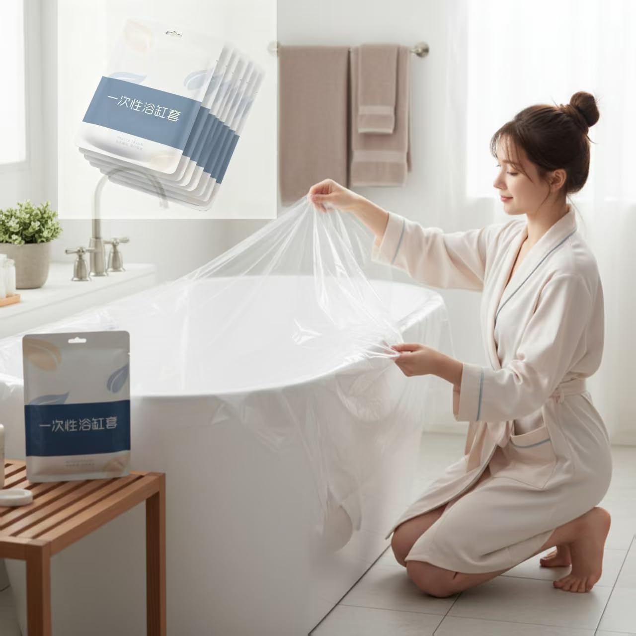 Generic disposable bathtub cover pack front view