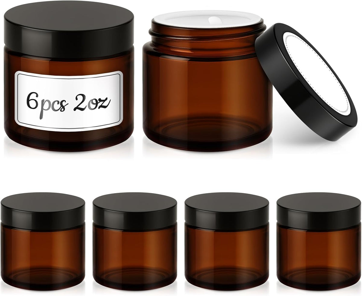 1 oz Glass Jars with Lids, 4 Pack Small Amber Glass Jars with Black Lids | Leakproof, BPA-Free, Mini Glass Jars with Inner Liners and Labels for Creams, Lotion, Cosmetic - Image 10