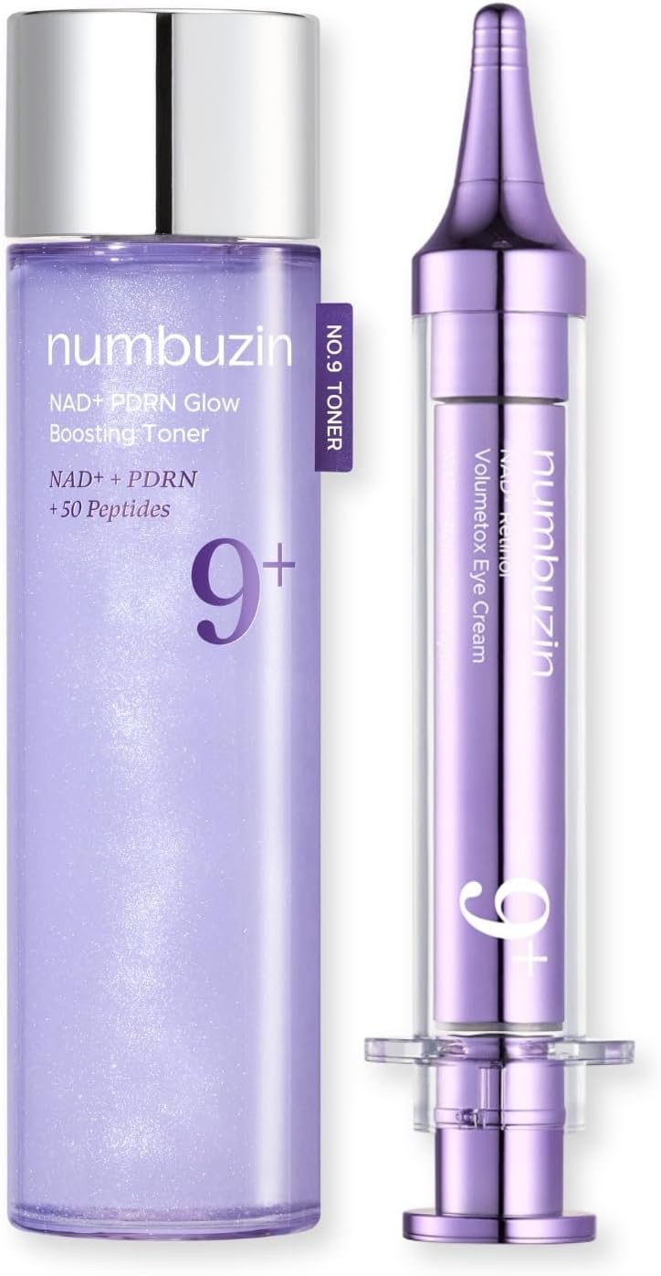 Numbuzin Number 9 Voluming Duo Set front view of toner bottle and eye cream tube