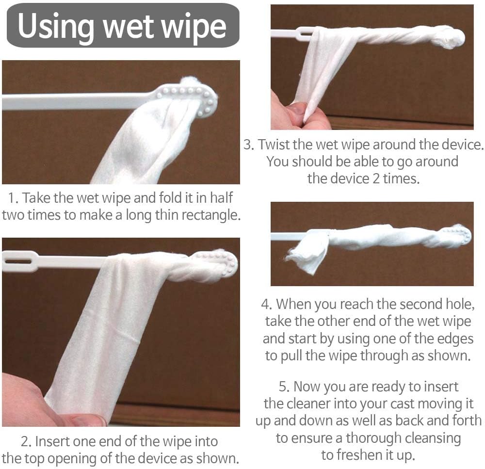 SC SCRATCH 'N' CLEAN device showing slot for holding wet wipe