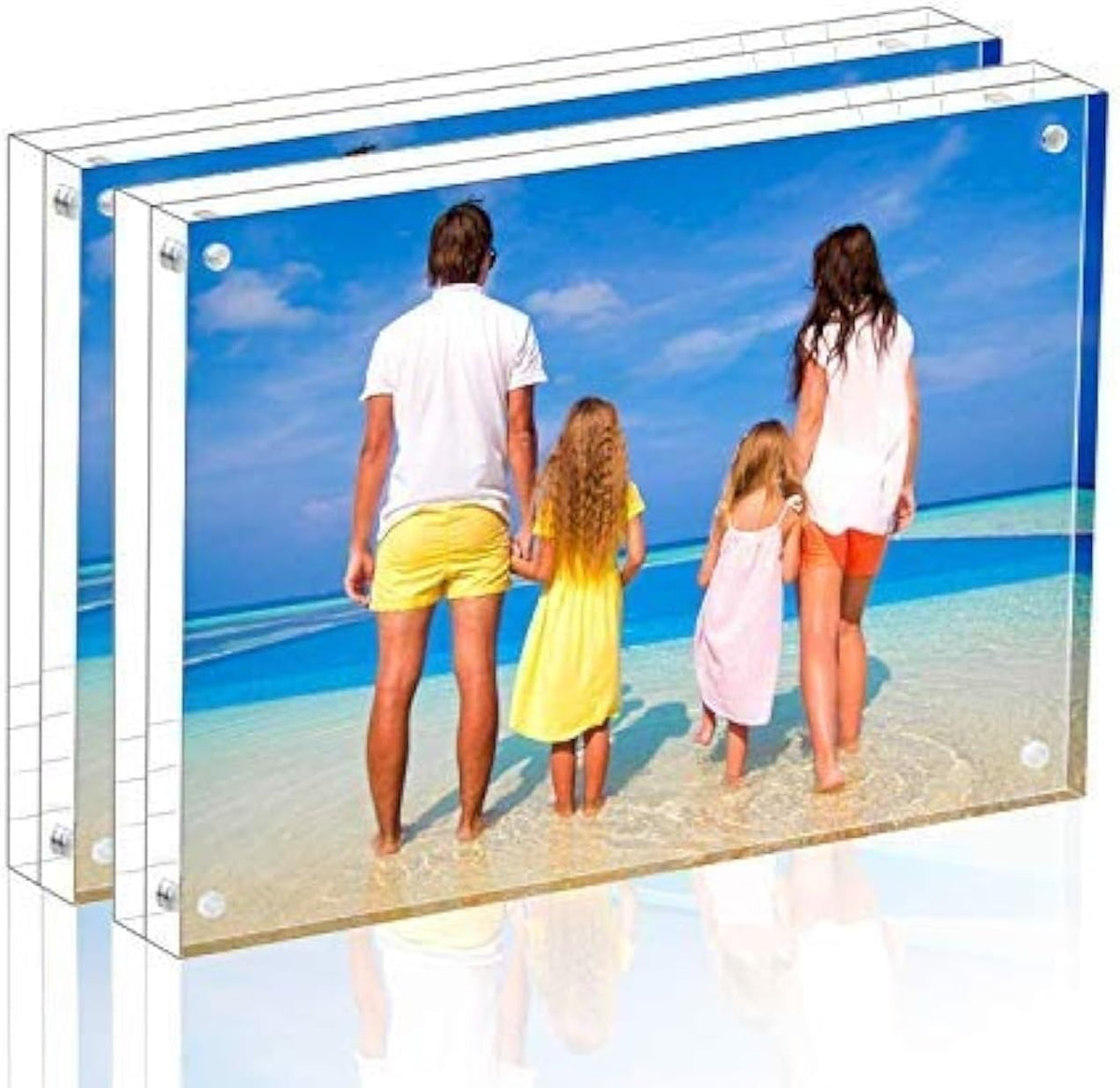 Meetu Acrylic Picture Frame 4x6,Clear Freestanding Double Sided 20mm Thickness Frameless Magnetic Photo Frames Desktop Display with Gift Box Package(5 Pack) - Image 13