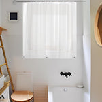 Absenk waterproof window shower curtain front view featuring silky frost translucent finish