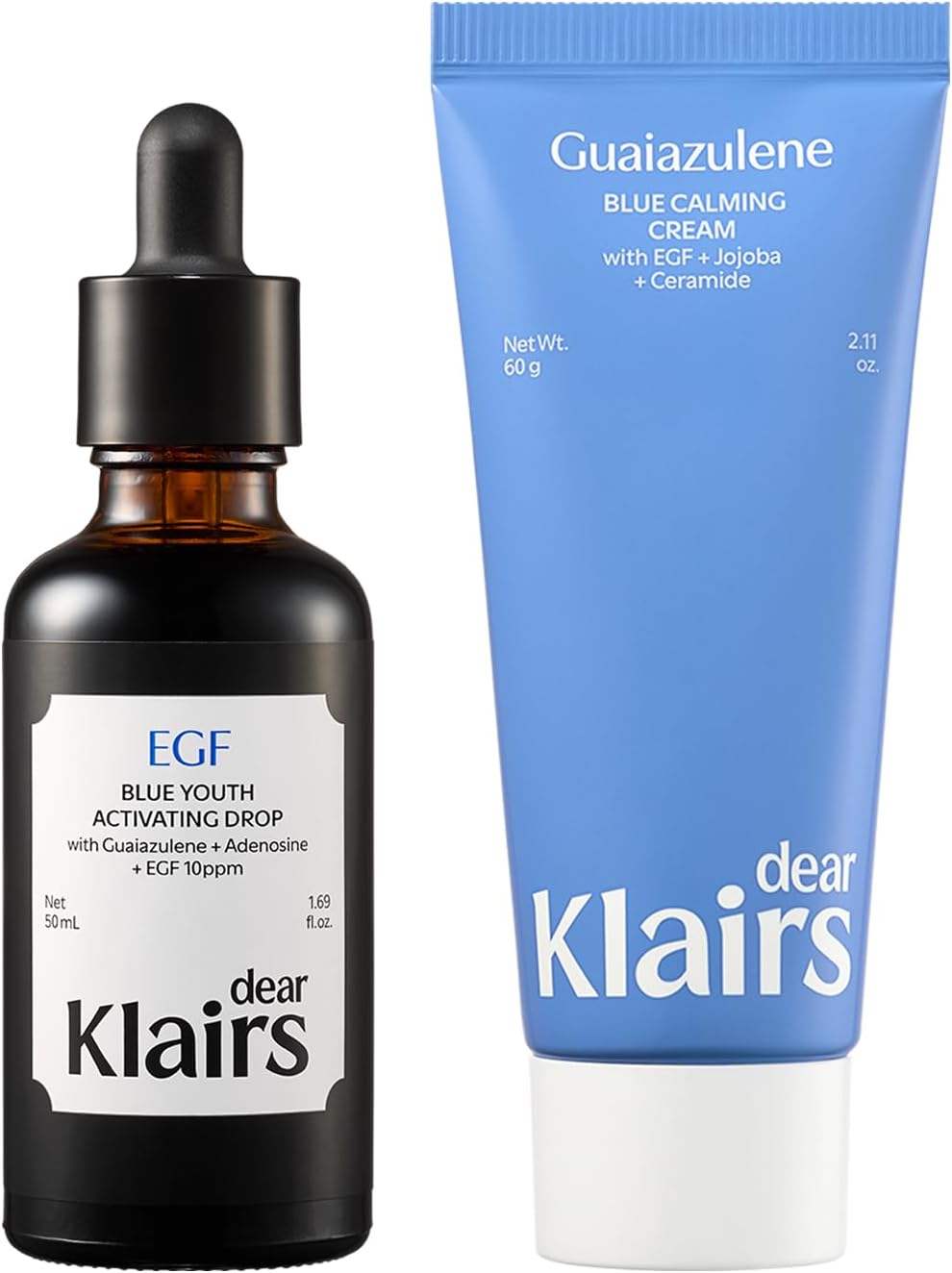 Dear Klairs Blue EGF Calming Duo kit front view packaging