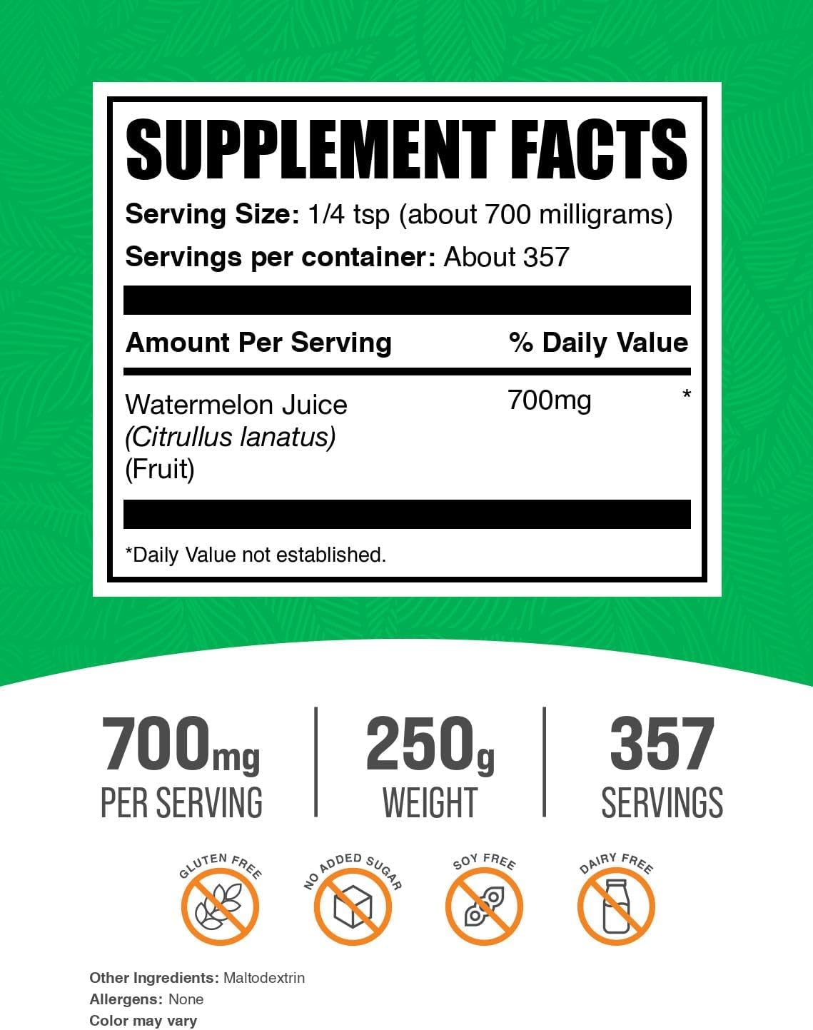 BulkSupplements watermelon fruit powder supplement packaging