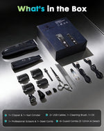 All-in-one pet shaver kit showcasing ergonomic black handle and premium digital display design.