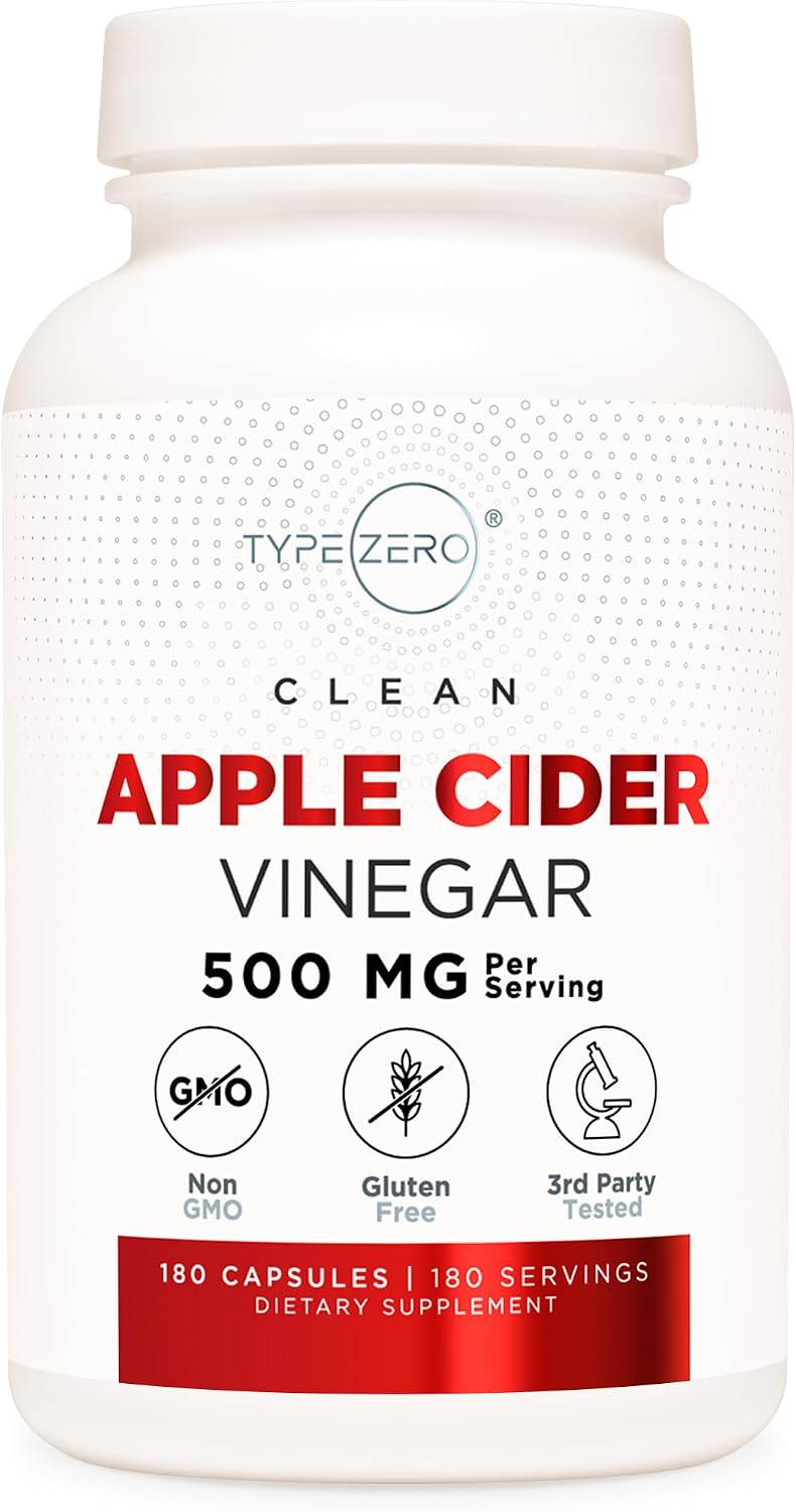 Type Zero apple cider vinegar capsules front view bottle packaging