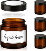 1 oz Glass Jars with Lids, 4 Pack Small Amber Glass Jars with Black Lids | Leakproof, BPA-Free, Mini Glass Jars with Inner Liners and Labels for Creams, Lotion, Cosmetic - Image 9