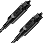 EMK digital optical audio cable 3 feet black nylon braided front view