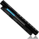 Emanjor XCMRD laptop battery front view showcasing the sleek four cell black casing structure for laptop upgrades.