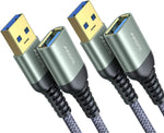 AINOPE 2 Pack USB Extensions Cable High Speed USB 3.0 Extension Cord Type A Male to Female Sturdy Braided Material Fast Data Transfer Compatible with USB Keyboard,Mouse,Flash Drive,Grey,1.5FT+1.5FT - Image 15
