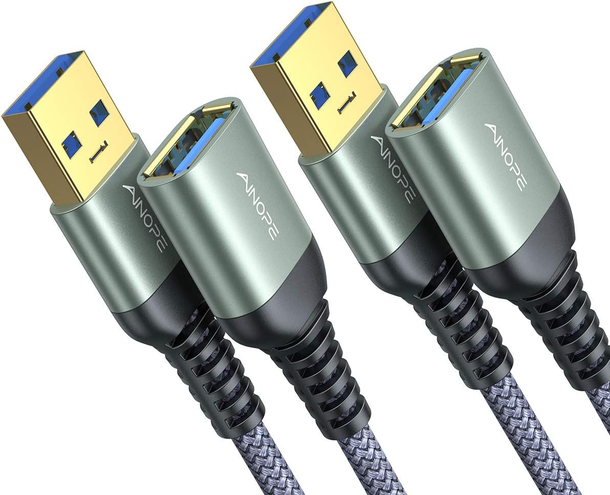 AINOPE 2 Pack USB Extensions Cable High Speed USB 3.0 Extension Cord Type A Male to Female Sturdy Braided Material Fast Data Transfer Compatible with USB Keyboard,Mouse,Flash Drive,Grey,1.5FT+1.5FT - Image 15