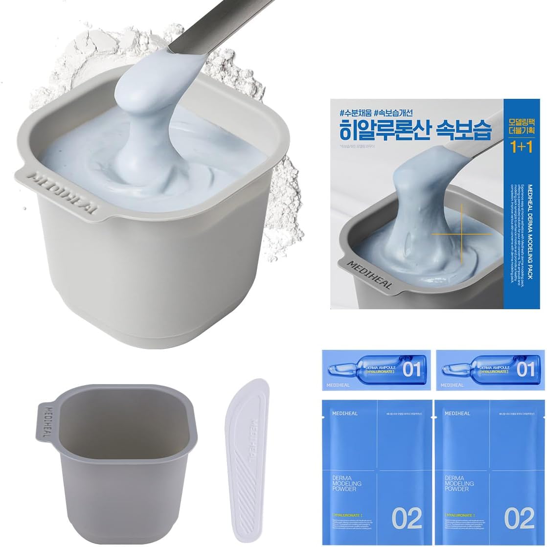 Mediheal Derma Modeling Pack Hyaluronate double pack front packaging view for deep hydrating home spa