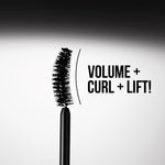 Charlotte Tilbury Exagger Eyes Black Mascara product texture and fiber bristle brush