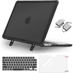 Mosiso MacBook Air 15 Inch Heavy Duty Hard Shell Case Black front view showing robust protective bumper edges.