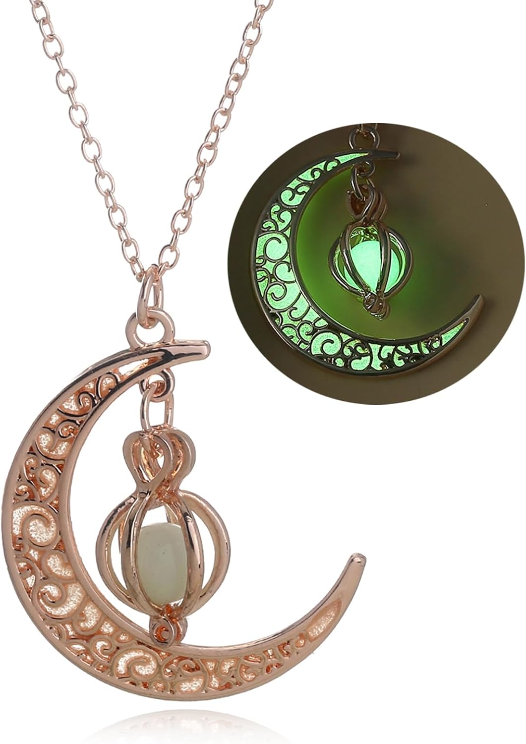 EEQQBZ Glow In Dark Crescent Moon Dangle necklaces | Magical fantasy fairy glowing jewelry for Halloween Christmas party gatherings and daily decorative wearin - Image 14
